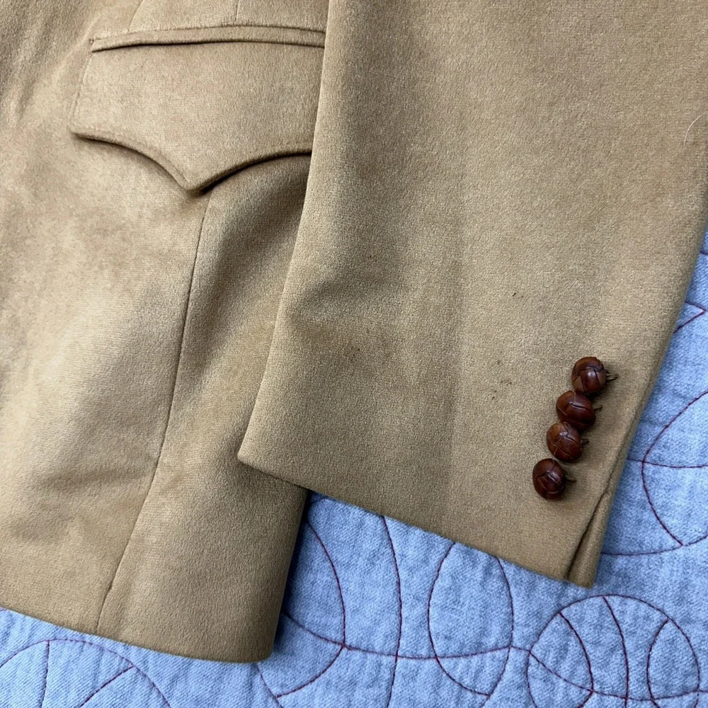 Farah Sport Coat‎ Tan Western Yoke Faux Suede Two Button / Mens 40R